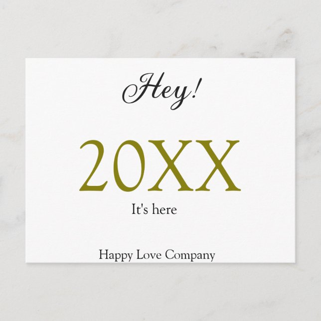 Hey it's new year add year gold black simple. Mini Helg Vykort (Framsida)