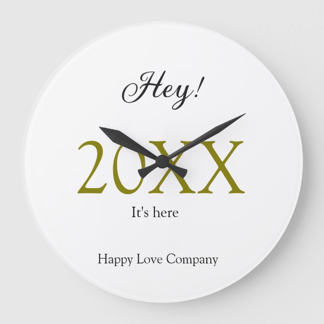 Hey it's new year add year gold black simple. Mini Stor Klocka (Framsida)