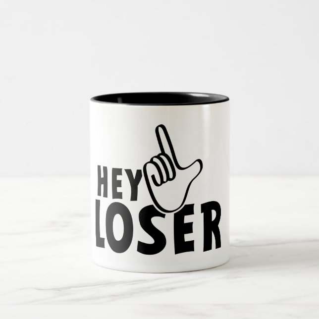 Hey loser. losers, mafkees, onnozele, neurd....  Två-Tonad mugg (Center)