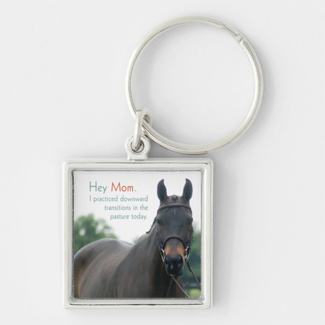 Hey mamma. (Prinz) Fyrkantig Silverfärgad Nyckelring (Framsidan)