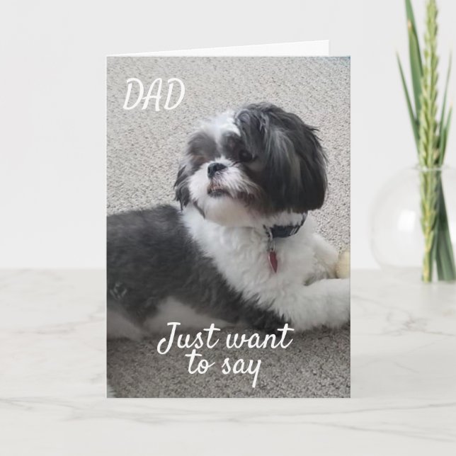 "HEY PAPPA" SÄGER VALPEN "HA LYCKLIG FARS DAG" KORT (Framsida)