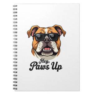 Hey Paws Up Vintage Bulldog med solglasögon Roligt Anteckningsbok