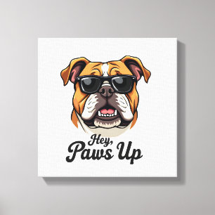 Hey Paws Up Vintage Bulldog med solglasögon Roligt Canvastryck
