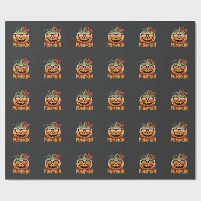 Hey Pumpkin Retro Halloween Solglasögon Presentpapper (Platt)