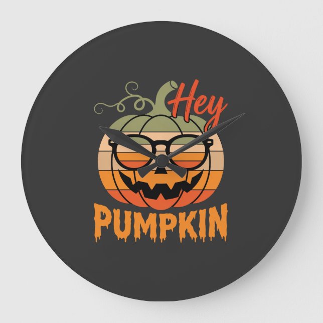Hey Pumpkin Retro Halloween Solglasögon Stor Klocka (Framsida)