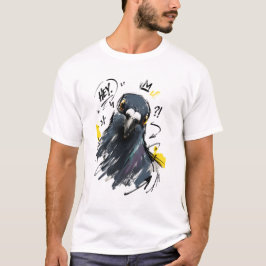 Hey Sassy Pigeon Porträtt – Djärv Handritad Fågel T Shirt
