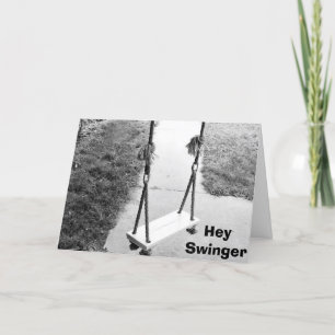 "HEY SWINGER" UNDERBART BIRTIDKORT KORT