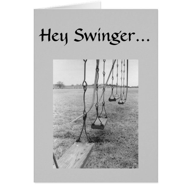 HEY SWINGER-WANNA SWING ANNIVERSARY HÄLSNINGSKORT (Framsidan)