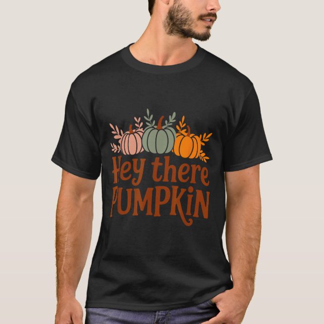 Hey There Pumpkin,trendy Fall Autumn Halloween Ret T Shirt (Framsida)