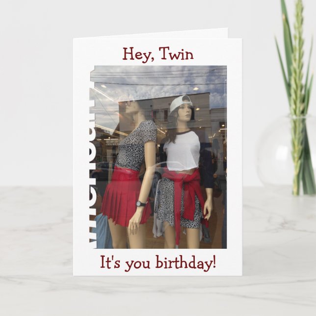 HEY TWIN-IT ÄR DIN BIRTHDAY (LÅT OSS SHOP) KORT (Framsida)