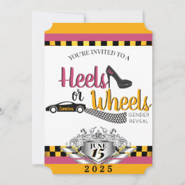Heyer eller Hjul {bil} Gender- och Gult-visning Inbjudningar