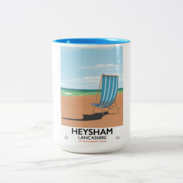 Heysham Lancashire vintage tåg affisch Två-Tonad Mugg