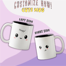 “Heyy!” Cute Face Two-Tone Cofee Mug Två-Tonad Mugg