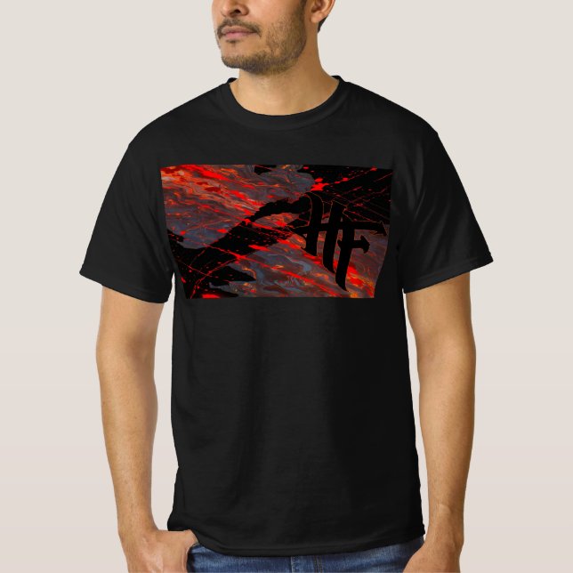 HF  logo placed on drip art background T Shirt (Framsida)