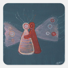 Hg Art Painting Square Stickers, Glossy Fyrkantigt Klistermärke