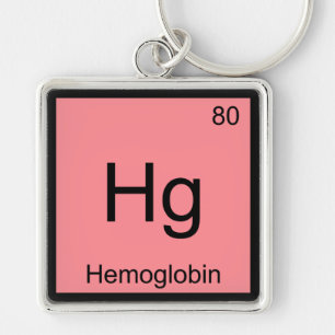 Hg - Hemoglobin Kemisk Elemente Symbol Blod T-shir Fyrkantig Silverfärgad Nyckelring