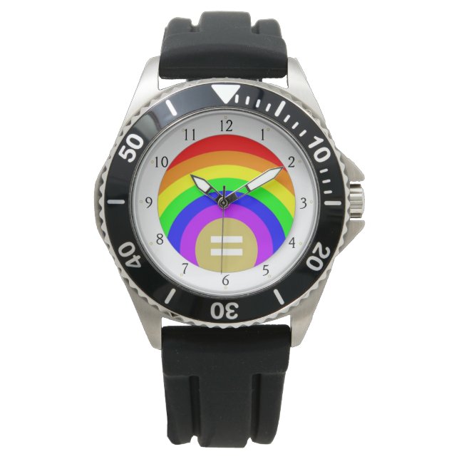 HGBTQ GAY PRIDE RAINBOW FÄRG TID FÖR JÄMSTÄLLDHET ARMBANDSUR (Framsida)