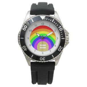 HGBTQ GAY PRIDE RAINBOW FÄRGER TID FÖR JÄMSTÄL ARMBANDSUR
