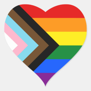 HGBTQ & Pride - Flagga för regnbågsförlopp Hjärtformat Klistermärke