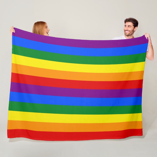 HGBTQ+ Rainbow Flagga Rand för Pridet Månad - Fleecefilt (På plats)