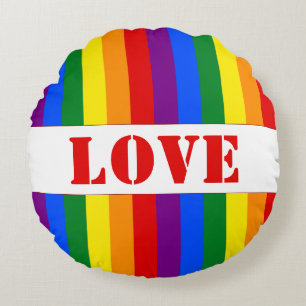 HGBTQ+ Rainbow Flagga Rand för Pridet Månad - Rund Kudde