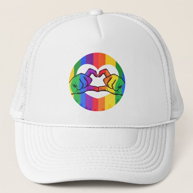 HGBTQ Rainbow Kärlek Heart Händer Keps (Framsida)