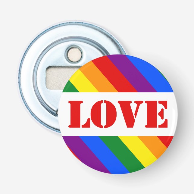 HGBTQ+ Regnbåge Flagga med Kärlek för Pride månad  Flasköppnare (Framsidan)