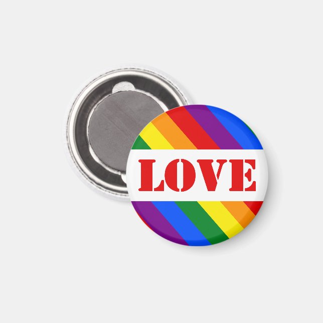 HGBTQ+ Regnbåge Flagga med Kärlek för Pride månad  Magnet (Front/Back)