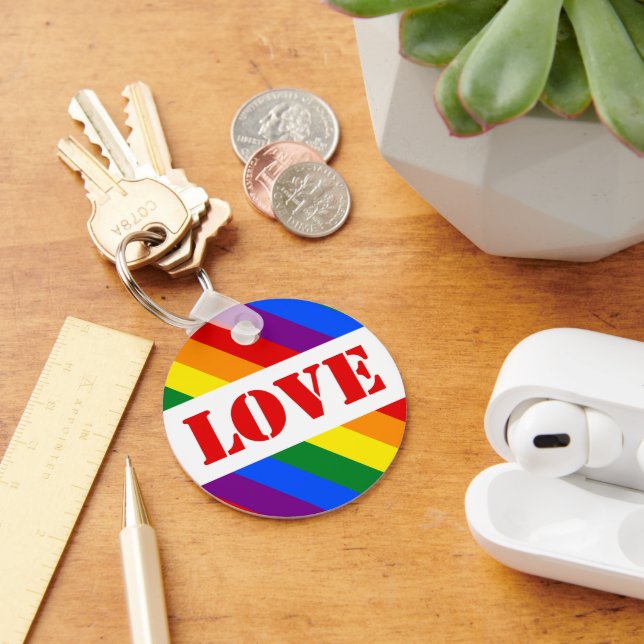 HGBTQ+ Regnbåge Flagga med Kärlek för Pride månad  Nyckelring (Skrivbord)