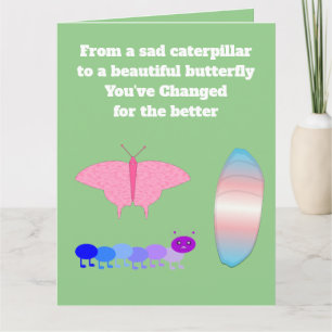 HGBTQIA Transgender Pride Caterpelare to Butterfly Kort