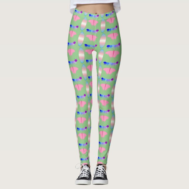 HGBTQIA Transgender Pride Caterpelare to Butterfly Leggings (Framsida)