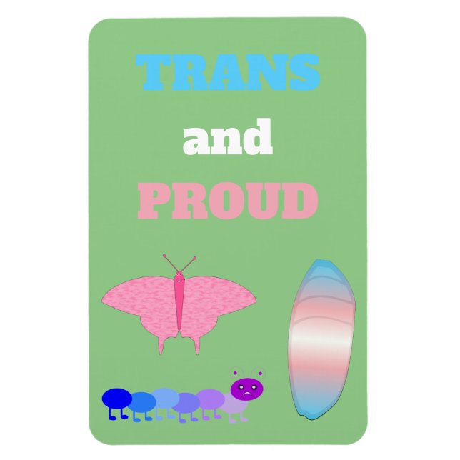 HGBTQIA Transgender Pride Caterpelare to Butterfly Magnet (Vertikal)