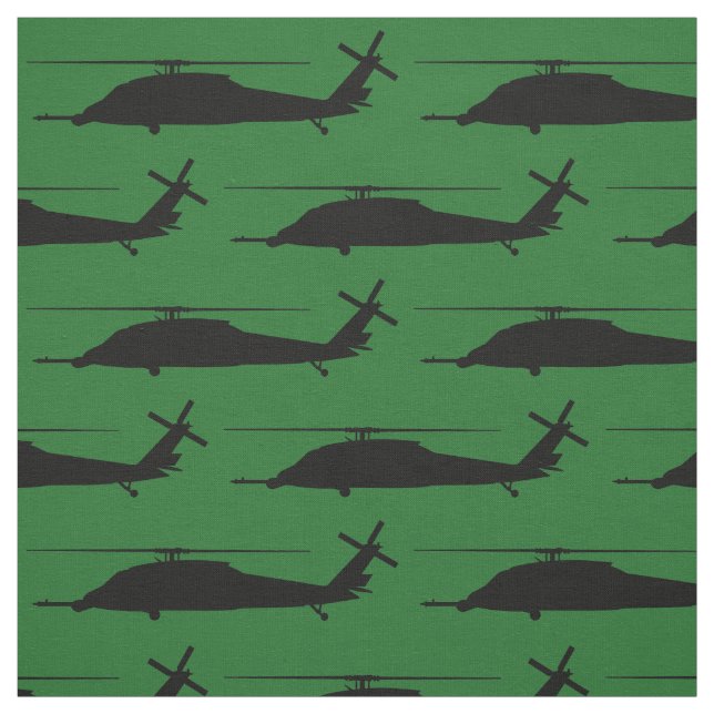 HH-60 Pave Hawk Silhouette Black på Grönten Tyg (Provkarta)