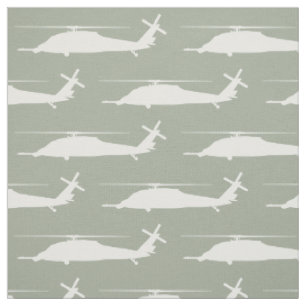 HH-60 Pave Hawk Silhouette White på Sage Fabric Tyg