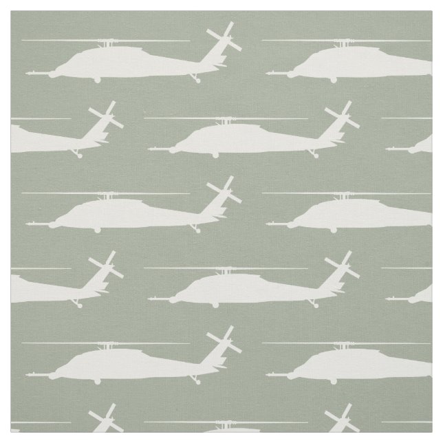 HH-60 Pave Hawk Silhouette White på Sage Fabric Tyg (Provkarta)