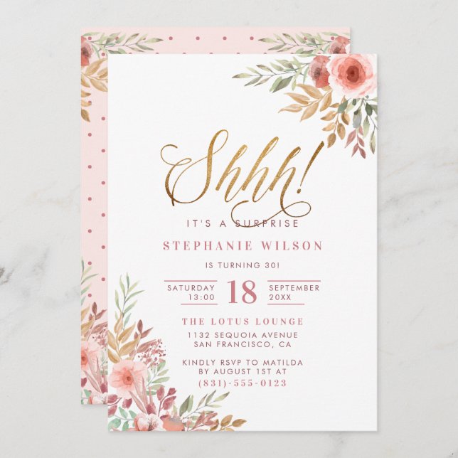 Hh! Det är en överraskning | Modern skriptfödelsed Inbjudningar (Fram/baksida)