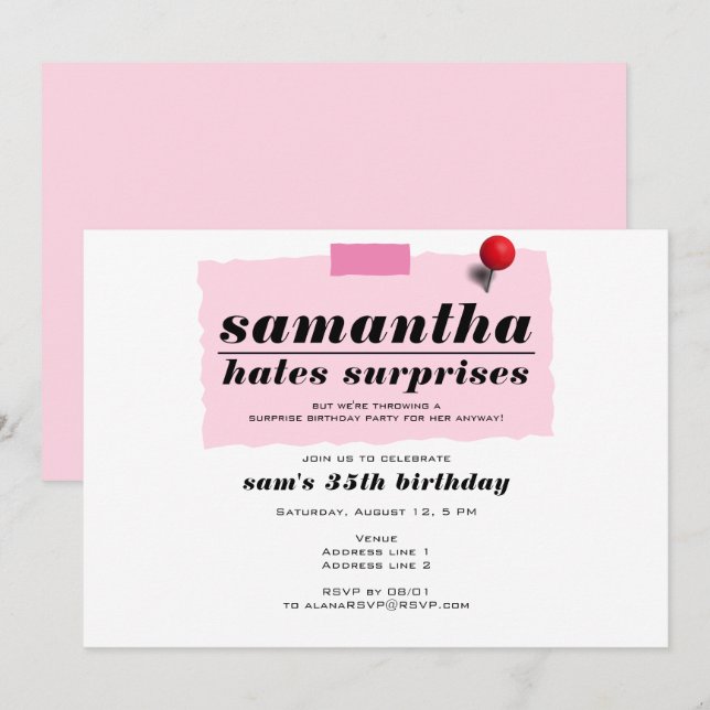 Hh! Hates förvånar Modern Funny Födelsedagsfest Inbjudningar (Fram/baksida)