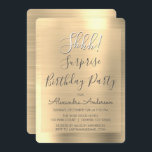 Hh! Överraskad Guld Födelsedagsfest Inbjudningar<br><div class="desc">Hh! Överraskad Födelsedagsfest Guld Faux Polisted Metall Metallic Foil Girly Birthday-inbjudan. Modern och Chic Surprise Födelsedagsfest inbjudan användor den populära handskrivna typografin och är perfekt till inbjudan gäster till en gigantisk överraskande Födelsedagsfest. Om du behöver ytterligare matchande artiklar kontaktar du designern.</div>