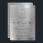 Hh! Överraskad Silver Födelsedagsfest Inbjudningar<br><div class="desc">Hh! Överraskad Födelsedagsfest Silver Faux Polisted Metall Metallic Foil Girly Birthday-inbjudan. Modern och Chic Surprise Födelsedagsfest inbjudan användor den populära handskrivna typografin och är perfekt till inbjudan gäster till en gigantisk överraskande Födelsedagsfest. Om du behöver ytterligare matchande artiklar kontaktar du designern.</div>