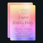 Hh! Surprise Rainbow Födelsedagsfest Inbjudningar<br><div class="desc">Hh! Överraskad Födelsedagsfest Guld,  Rosa och Lila Pastel Rainbow Ombre Faux Polished Metall Metallic Foil Girly Birthday-inbjudningar. Modern och Chic Surprise Födelsedagsfest inbjudan användor den populära handskrivna typografin och är perfekt till inbjudan gäster till en gigantisk överraskande Födelsedagsfest. Om du behöver ytterligare matchande artiklar kontaktar du designern.</div>