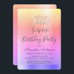 Hh! Surprise Rainbow Födelsedagsfest Inbjudningar<br><div class="desc">Hh! Överraskad Födelsedagsfest Guld,  Rosa och Lila Pastel Rainbow Ombre Faux Polished Metall Metallic Foil Girly Birthday-inbjudningar. Modern och Chic Surprise Födelsedagsfest inbjudan användor den populära handskrivna typografin och är perfekt till inbjudan gäster till en gigantisk överraskande Födelsedagsfest. Om du behöver ytterligare matchande artiklar kontaktar du designern.</div>