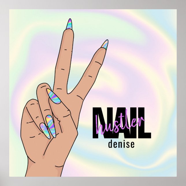 Hholografisk nagelsalonhandduva nagel hustler kan poster (Framsidan)