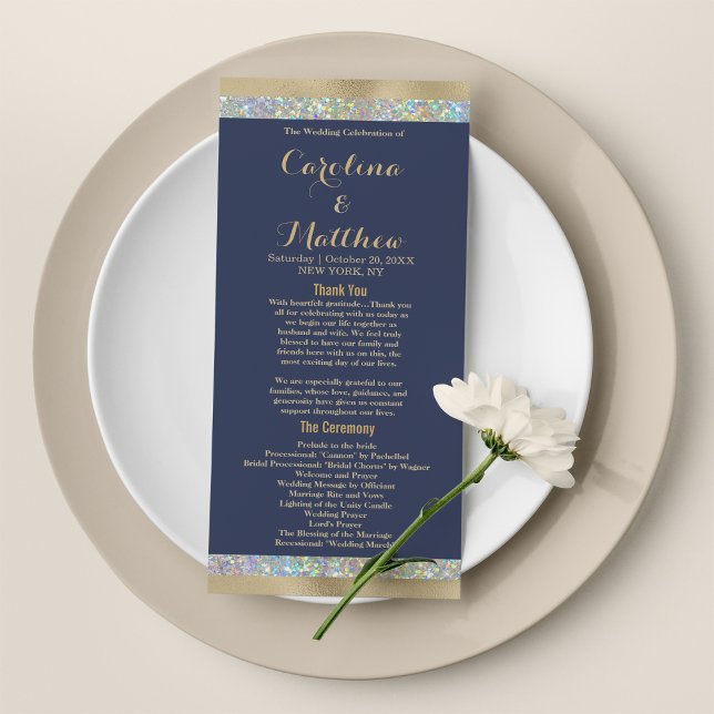 Hhologragrafisk guld-flodblått silver-glitter program (Navy blue gold silver holographic glitter Program)