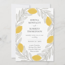 HHS Lemon Wreath Minimal Mediterranean Wedding Inbjudningar