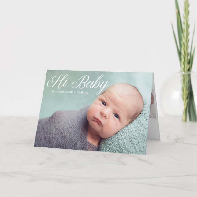Hi Baby Photo Elegant Simple Chic Newborn Meddelande (Framsida)