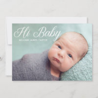 Hi Baby Photo Mint Elegant Simple Typography Birth