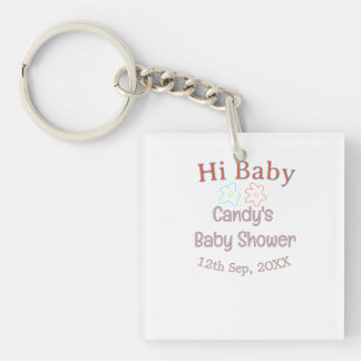 hi baby shower blå orange blomma trendig retro mod