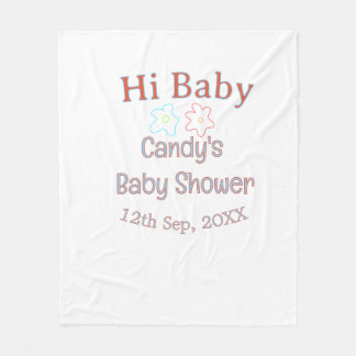 hi baby shower blå orange blomma trendig retro mod fleecefilt