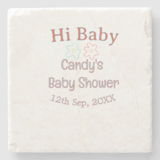 hi baby shower blå orange blomma trendig retro mod stenunderlägg