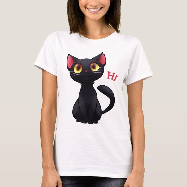 Hi Black Cat T-Shirt (Framsida)